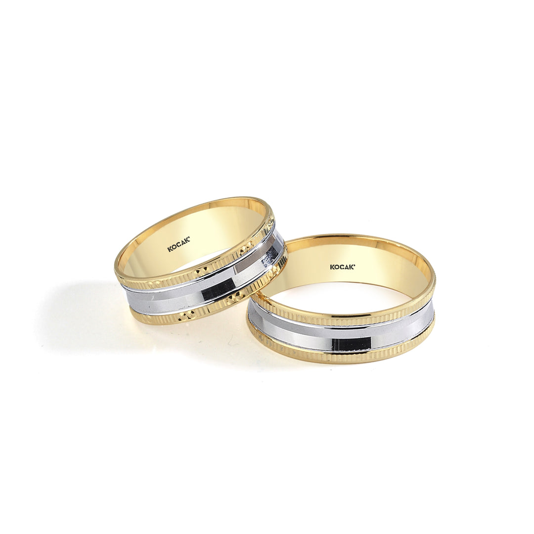 14ct 6mm Yellow & White Gold Wedding Ring