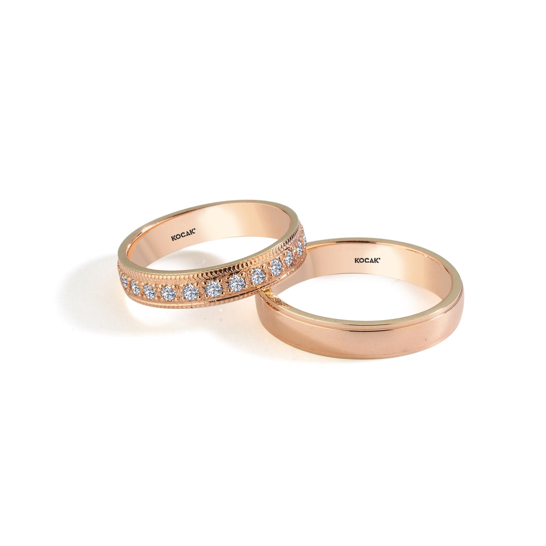 14ct 3mm Rose Gold Stone Set Wedding Ring