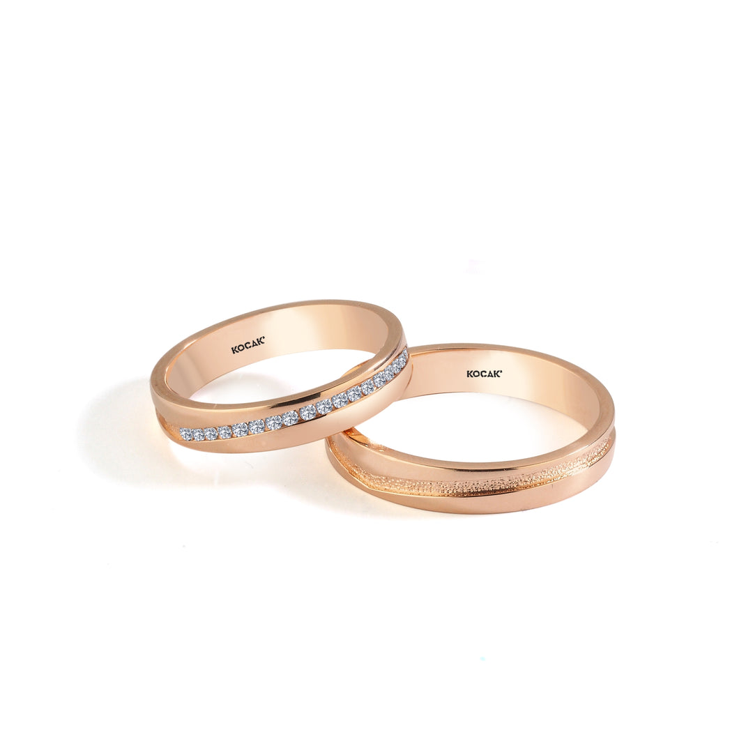 14ct 3mm Rose Gold Stone Set Wedding Ring