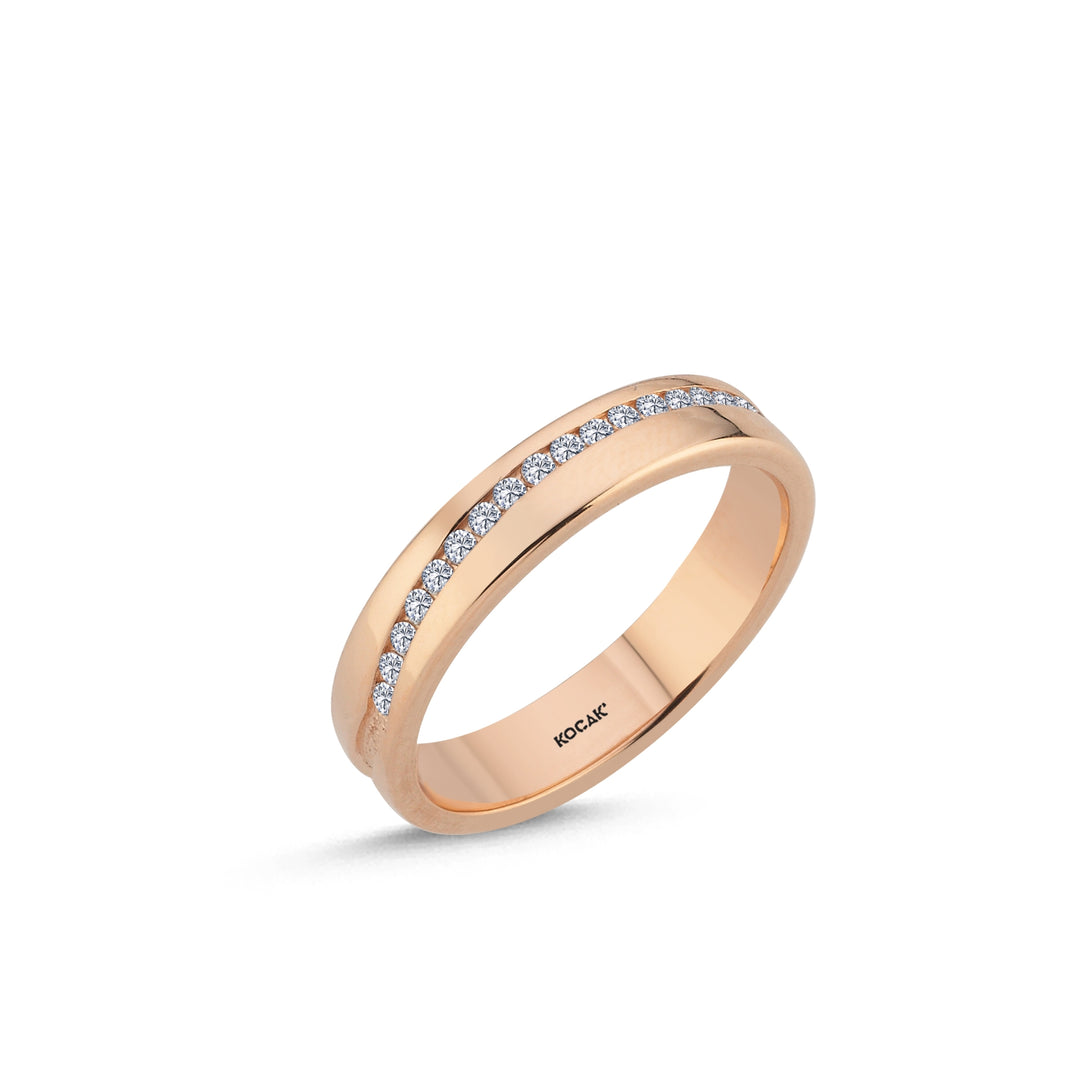 14ct 3mm Rose Gold Stone Set Wedding Ring