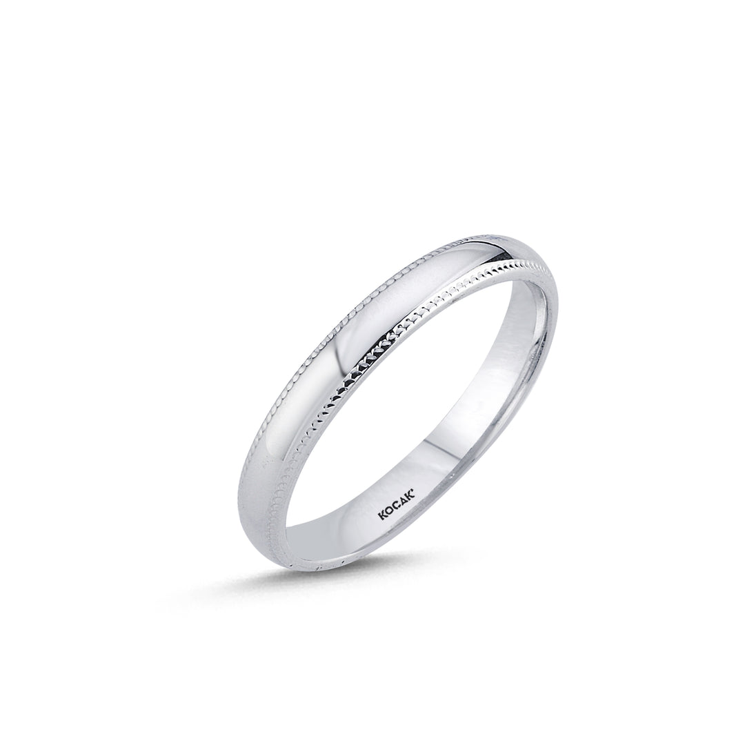 14ct 3mm White Gold Stone Set Wedding Ring