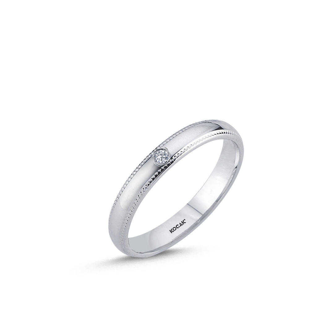 14ct 3mm White Gold Stone Set Wedding Ring