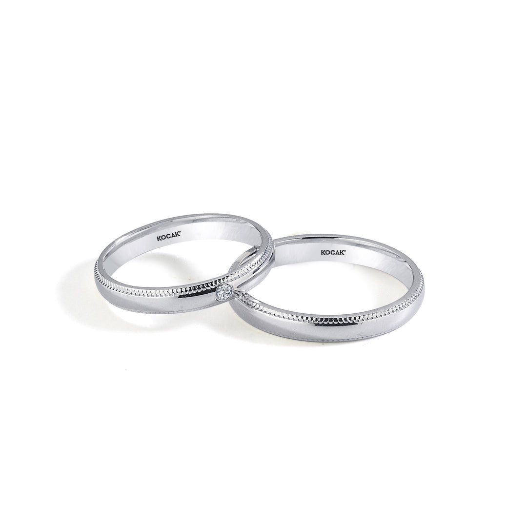 14ct 3mm White Gold Stone Set Wedding Ring