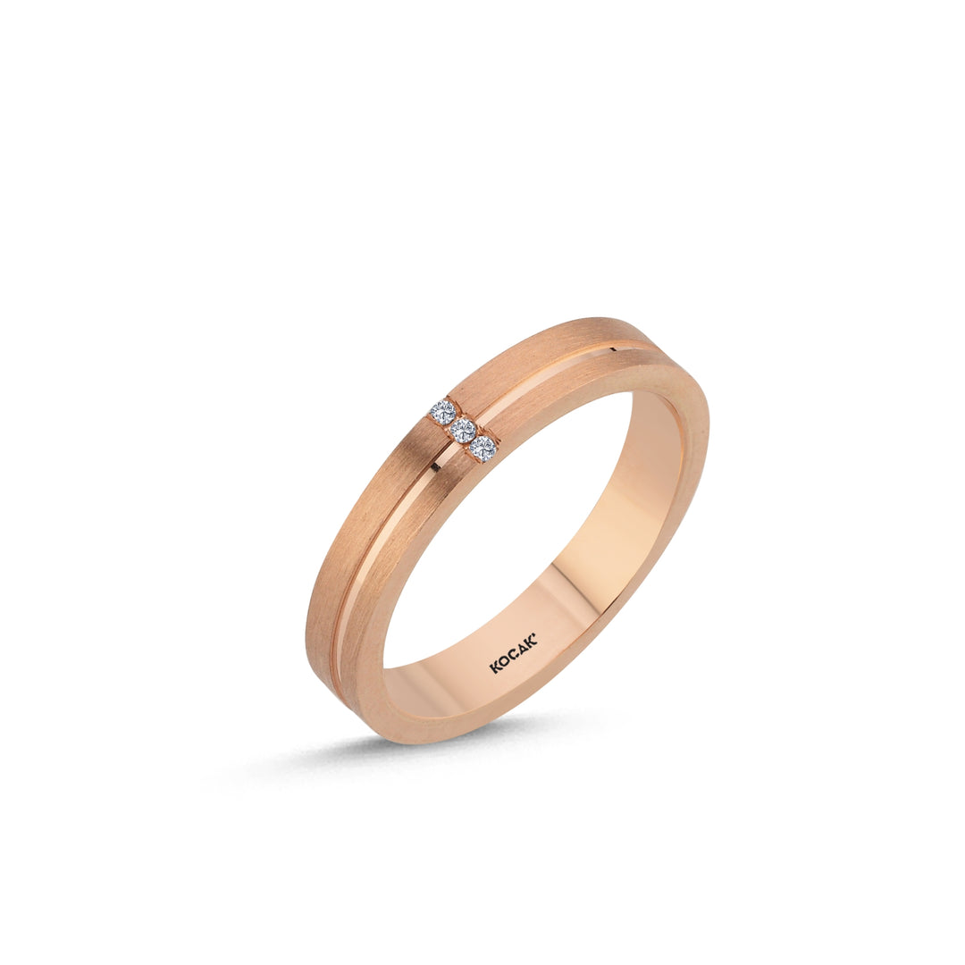 14ct 3,5mm Rose Gold Stone Set Wedding Ring