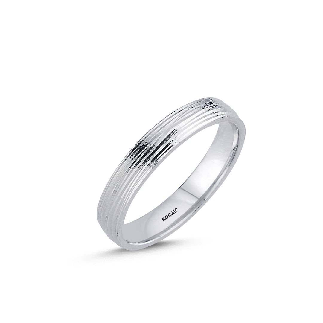 14ct 4mm White Gold Stone Set Wedding Ring