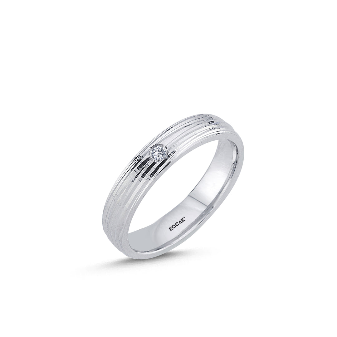 14ct 4mm White Gold Stone Set Wedding Ring