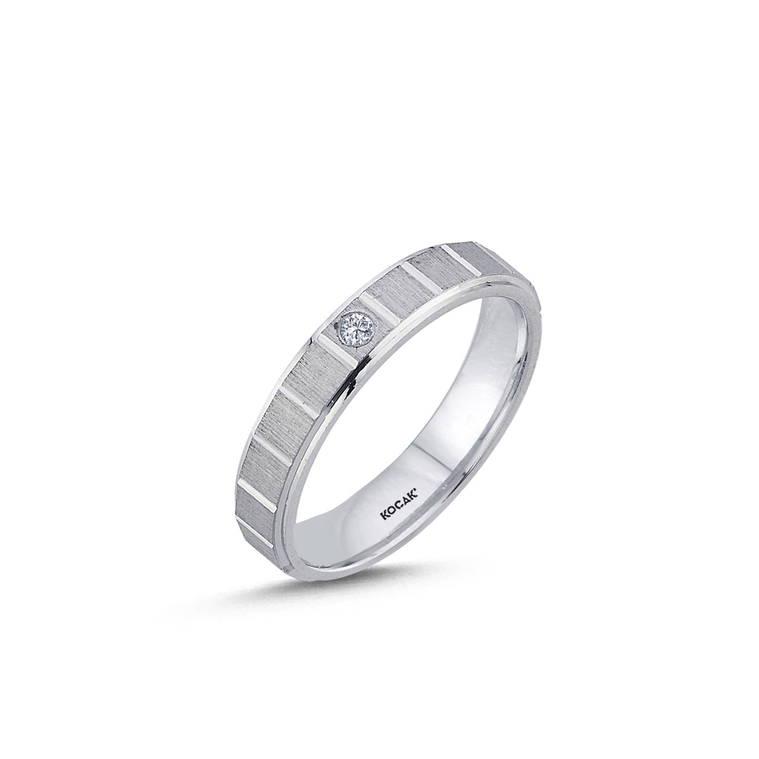 14ct 4mm White Gold Stone Set Wedding Ring