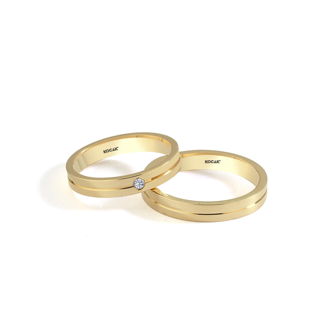 14ct 3,5mm Yellow Gold Stone Set Wedding Ring