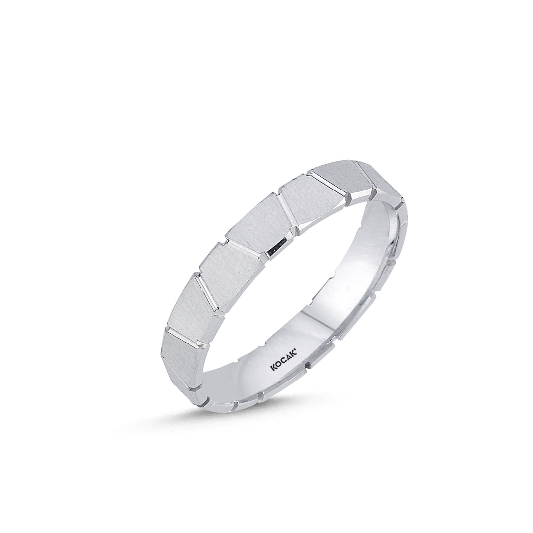 14ct 4mm White Gold Stone Set Wedding Ring