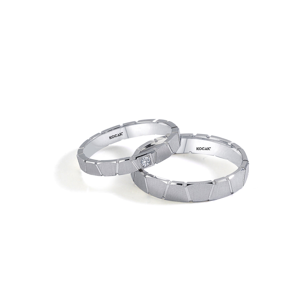 14ct 4mm White Gold Stone Set Wedding Ring