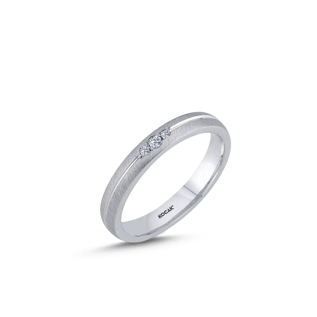 14ct 3mm White Gold Stone Set Wedding Ring