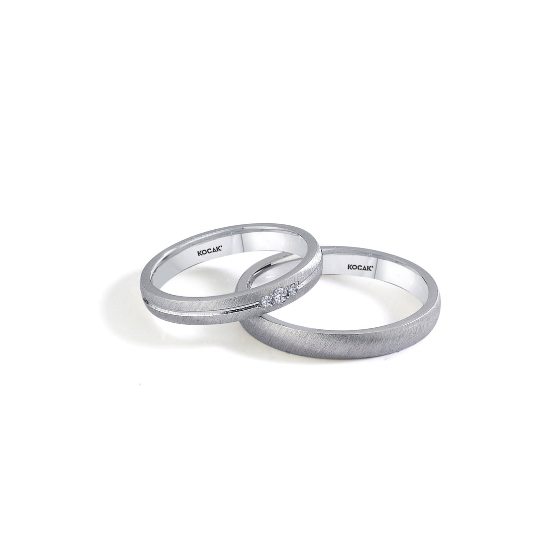 14ct 3mm White Gold Stone Set Wedding Ring