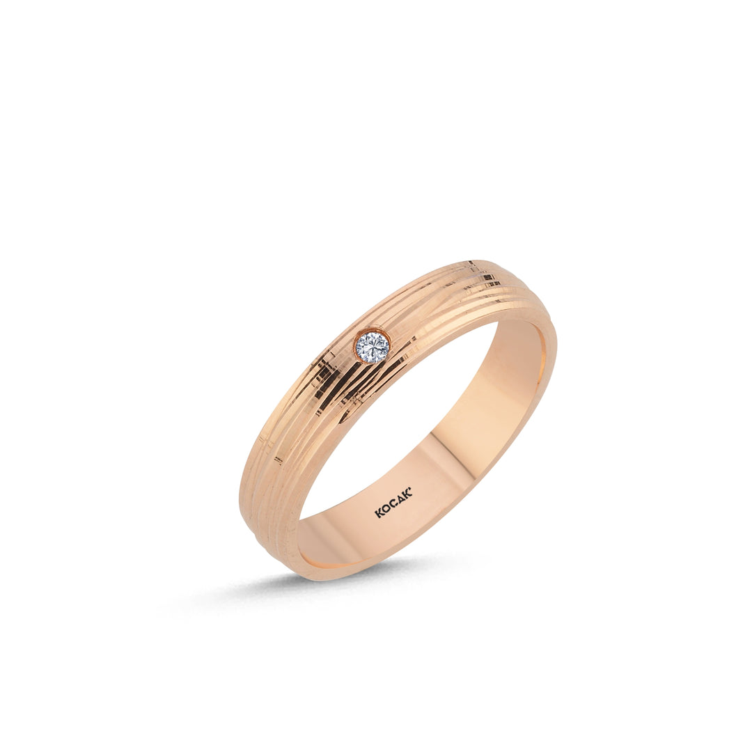 14ct 4mm Rose Gold Stone Set Wedding Ring