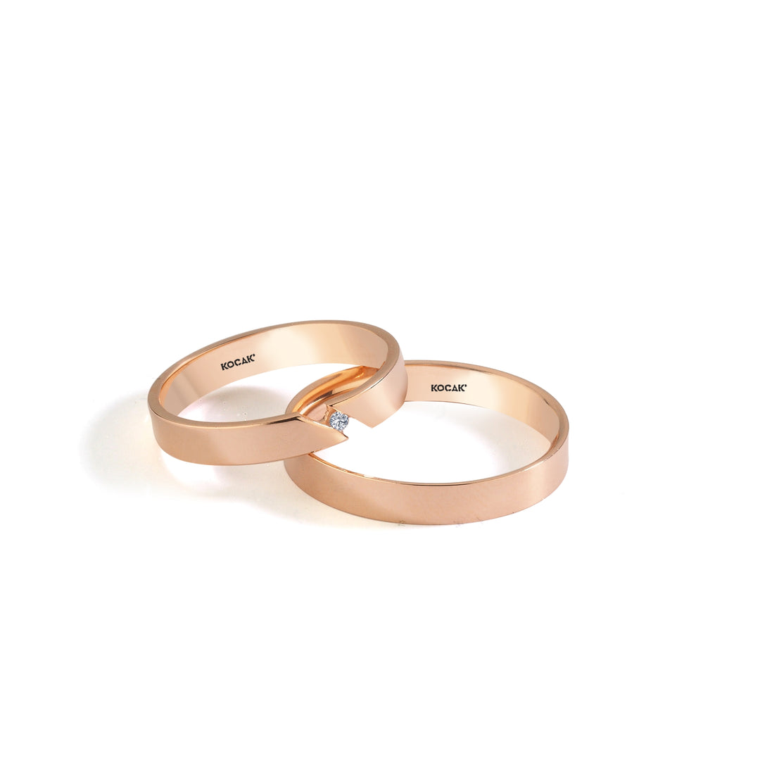 14ct 3,5mm Rose Gold Stone Set Wedding Ring