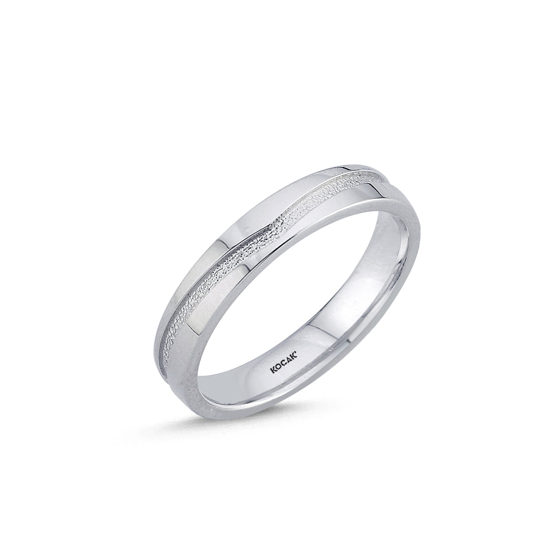 14ct 4mm White Gold Stone Set Wedding Ring