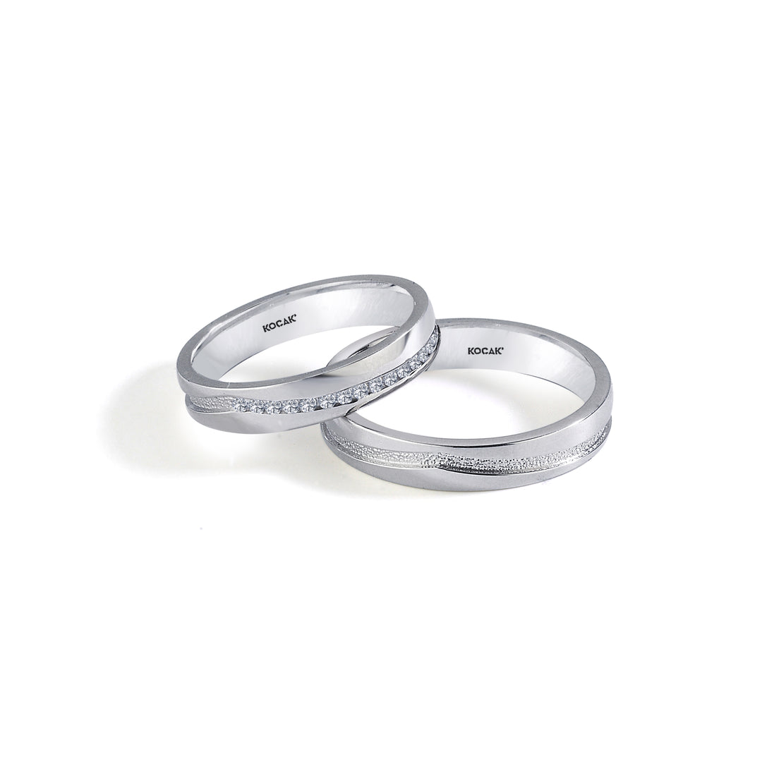 14ct 4mm White Gold Stone Set Wedding Ring
