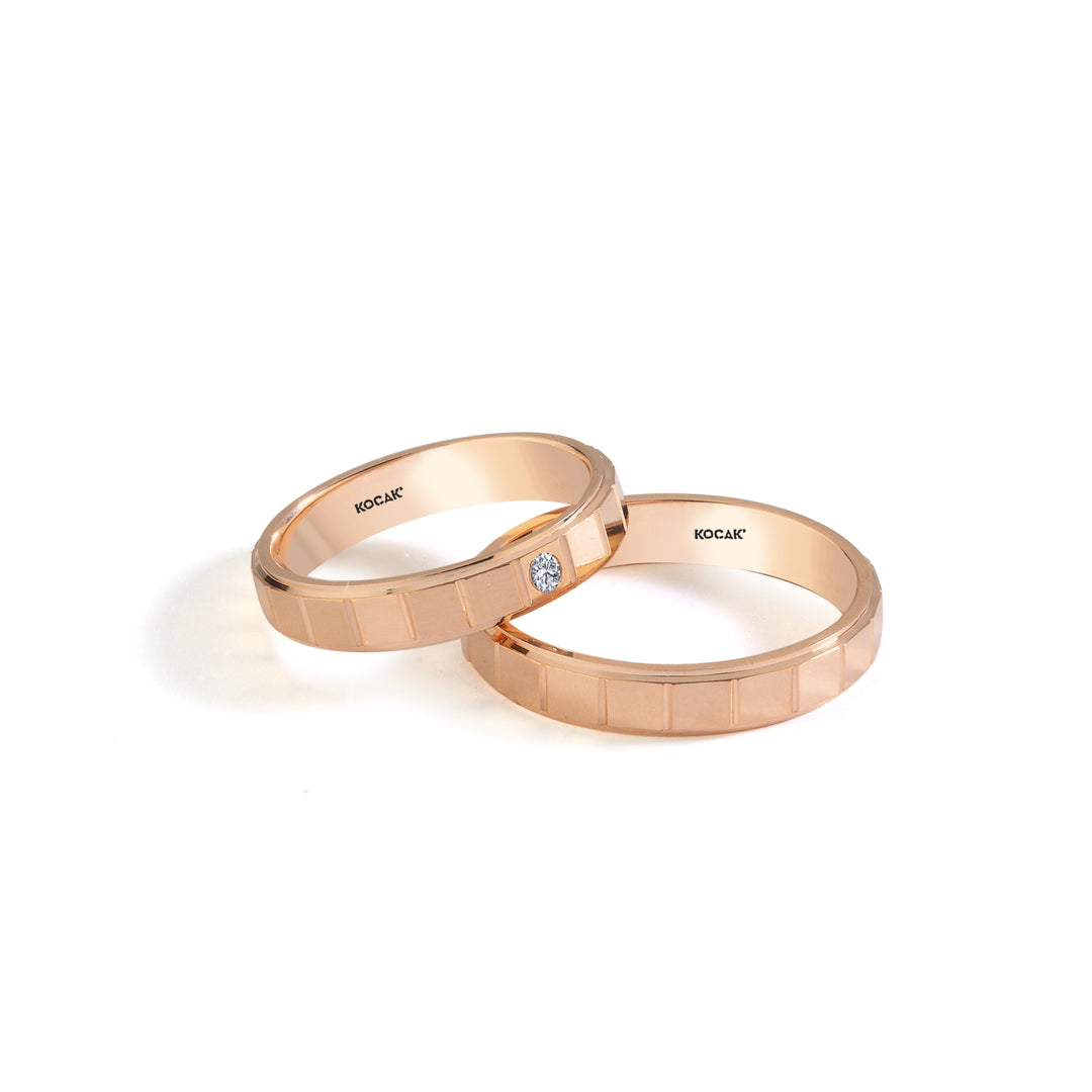 14ct 3mm Rose Gold Stone Set Wedding Ring