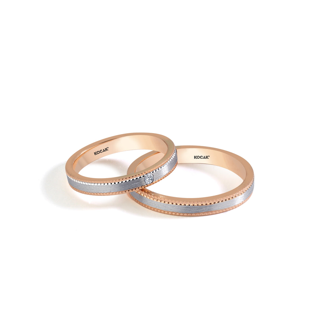 14ct 3mm Rose & White Gold Stone Set Wedding Ring