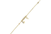 14ct Design Key Heart Charm Gold Bracelet