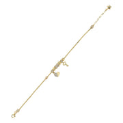 14ct Design Key Heart Charm Gold Bracelet