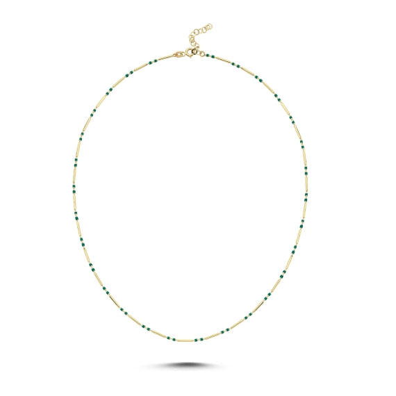 14ct Yesil Colour Design Gold Necklace
