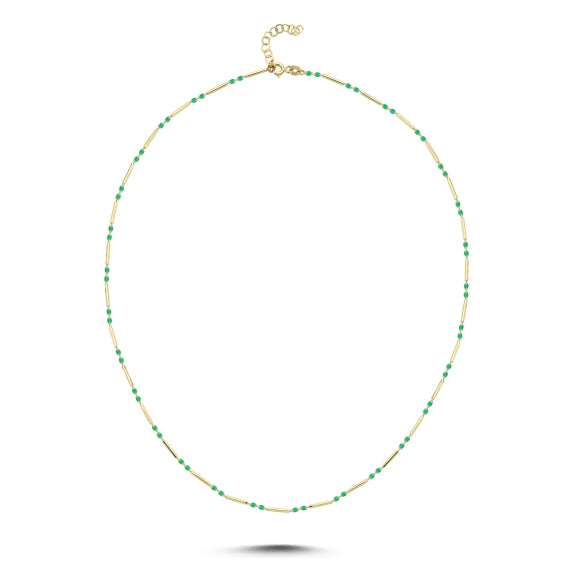 14ct Yesil Colour Design Gold Necklace