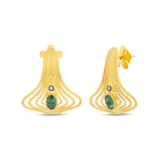 14ct Gold Kosma Earrings - Zumrut Rengi Dogal Tas