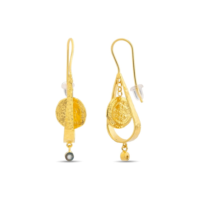 14ct Gold Kosma Earrings - Zumrut Rengi Dogal Tas
