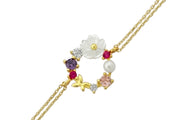 14ct Purple Stone Set Flower Design Gold Bracelet