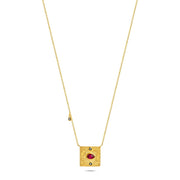 14ct Gold Emeron Necklace - Natural Ruby-Coloured Stone