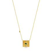 14ct Gold Emeron Necklace - Natural Emerald-Coloured Stone