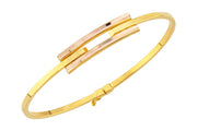 14ct Gold Ribbed Cuff Gold Bracelet