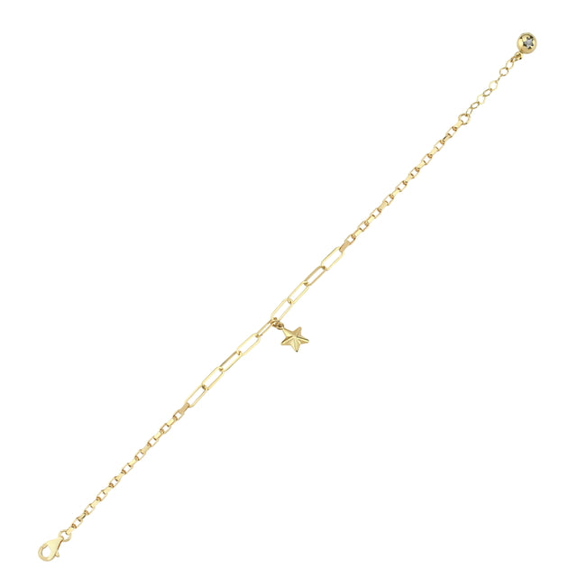14ct Paperclip Design Star Gold Bracelet