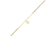 14ct Paperclip Design Clover Gold Bracelet