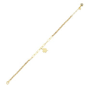 14ct Paperclip Design Clover Gold Bracelet
