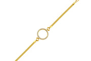14ct Herringbone Chain Stone Set Frame Gold Bracelet