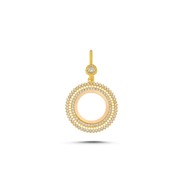 14ct Stone Set Frame Gold Pendant (Chain Not Included)
