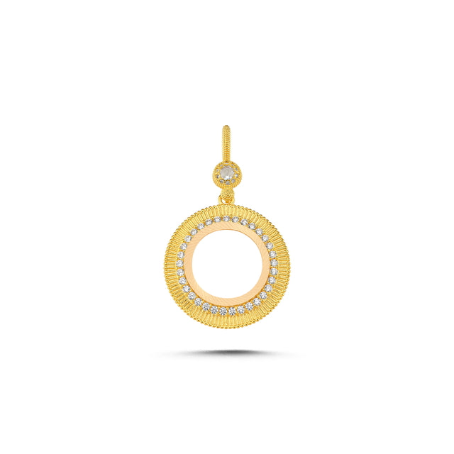 14ct Stone Set Frame Gold Pendant (Chain Not Included)