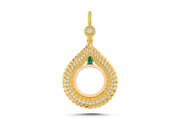 14ct Green Stone Set Frame Gold Pendant (Chain Not Included)