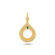 14ct Green Stone Set Frame Gold Pendant (Chain Not Included)