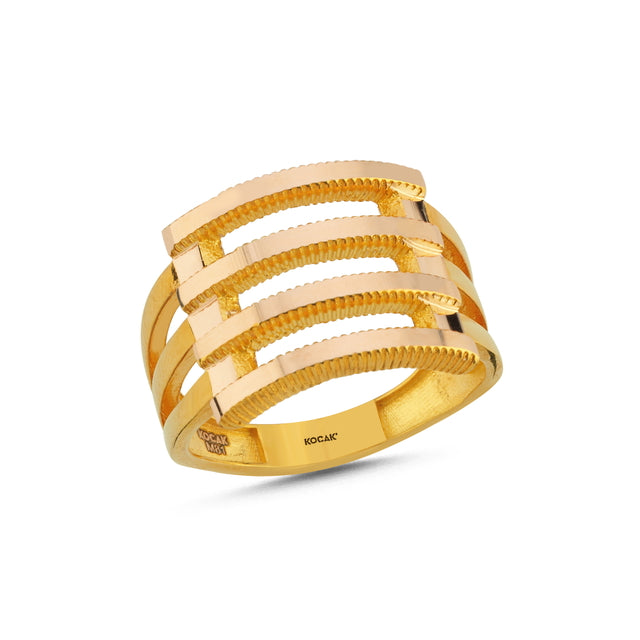 14ct Triple Ribbed Design Gold Ring