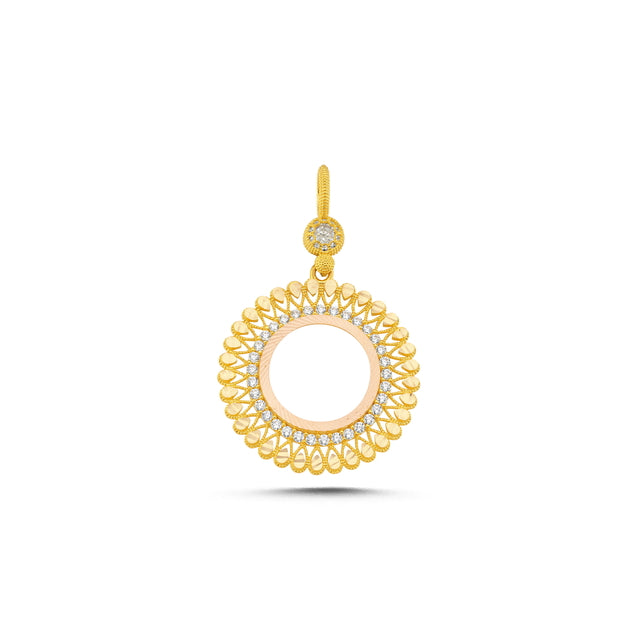 14ct Textured Design Frame Gold Pendant (Chain Not Included)