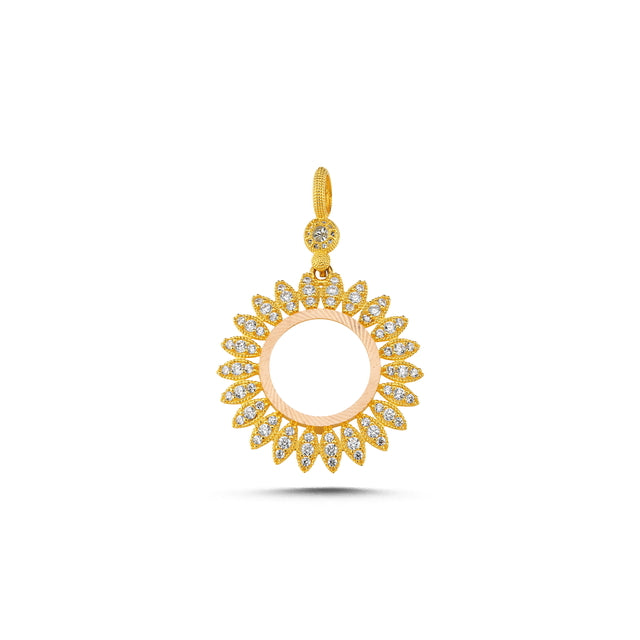 14ct Sun Design Frame Gold Pendant (Chain Not Included)