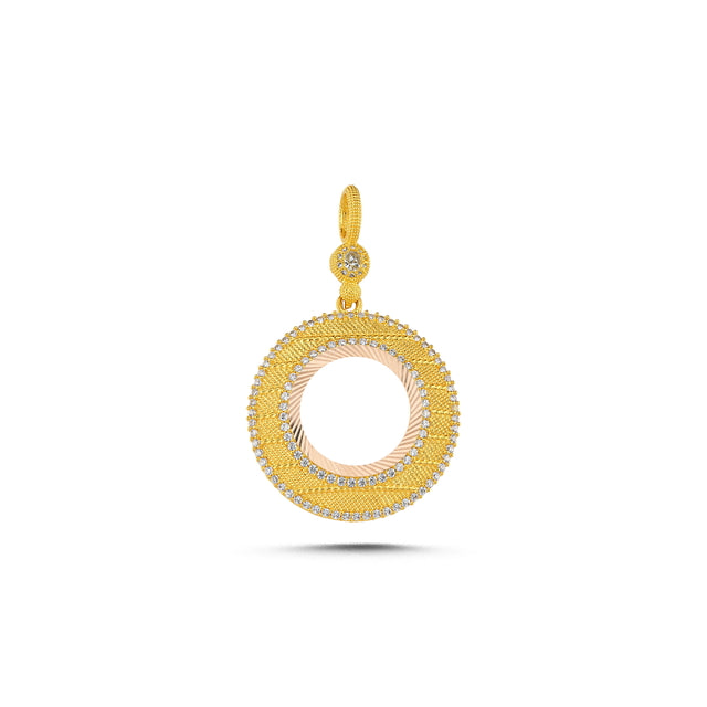 14ct Stone Set Design Frame Gold Pendant (Chain Not Included)
