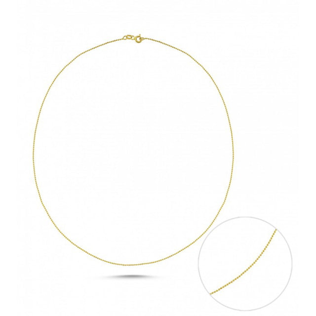 14ct Beaded Yellow Gold Chain Necklace