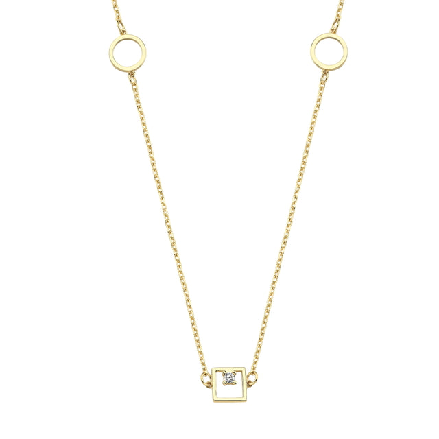 14ct Kare Design Stone Set Gold Necklace