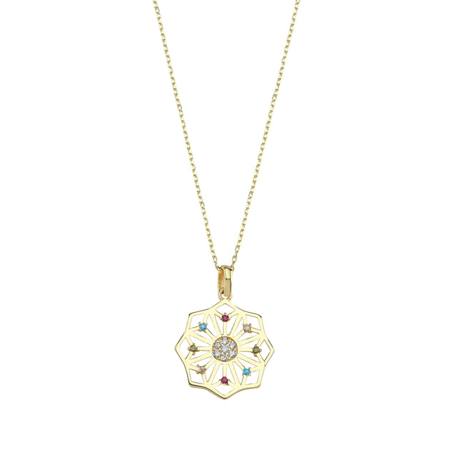 14ct Colour Stone Set Design Gold Necklace