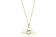 14ct Heart Figurlu Melek Design Gold Necklace