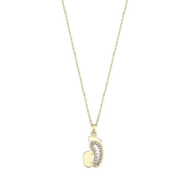 14ct Anne Cocuk Ayak Izi Design Gold Necklace