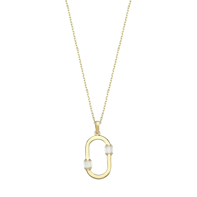14ct Baguette Stone Set Design Gold Necklace